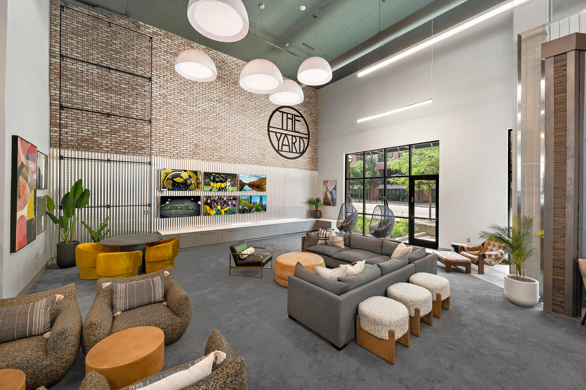 Modern lounge with cozy seating areas