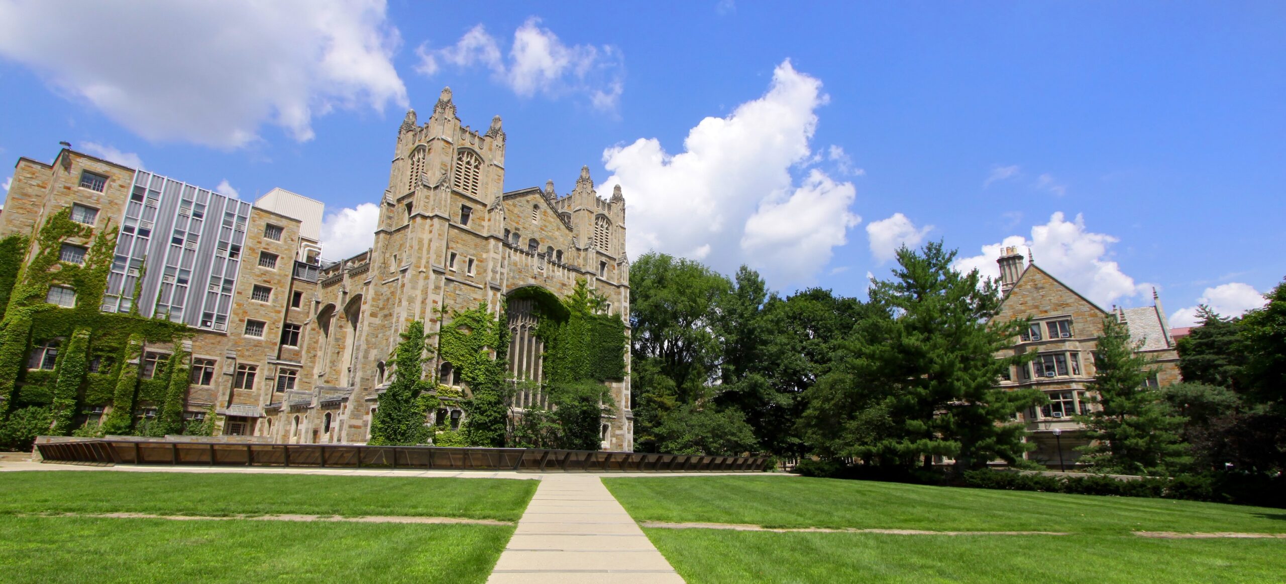 Panoramic view of University of Michigan law campus