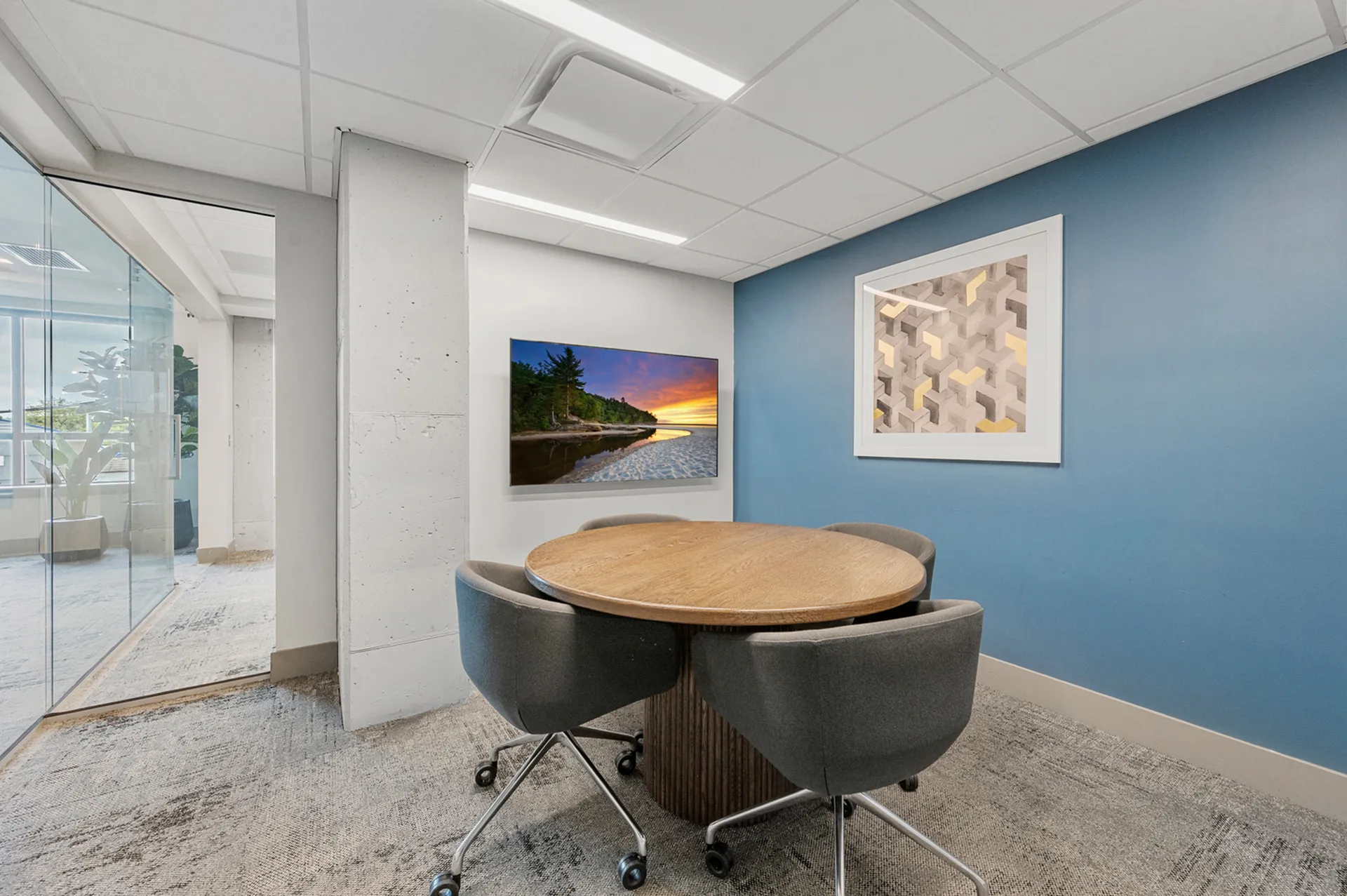 Blue and modern conference room
