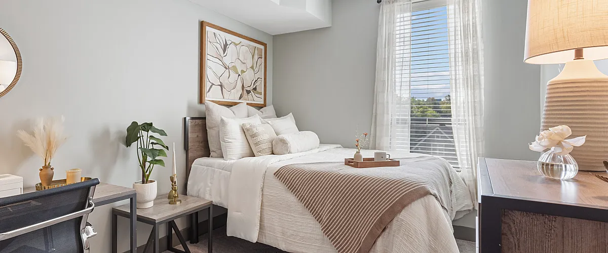 Modern and upscale bedroom with updated furniture